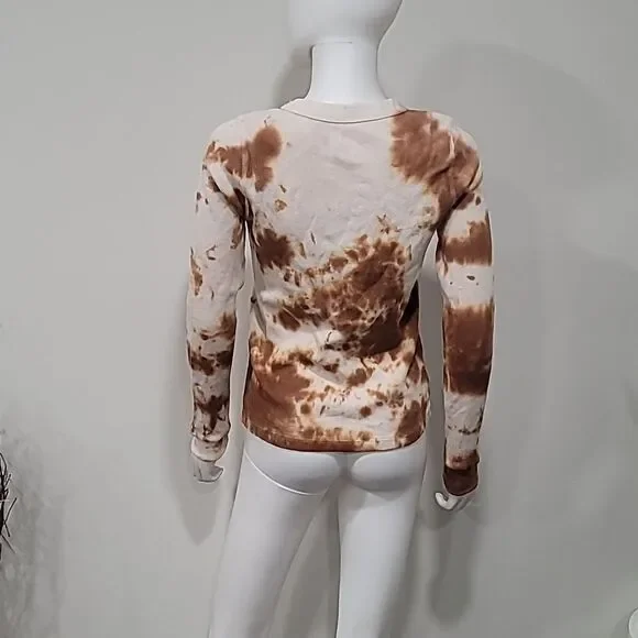 NWOT Mate The Label Ginger Tie Dye Crewneck Thermal Top - Picture 6 of 10